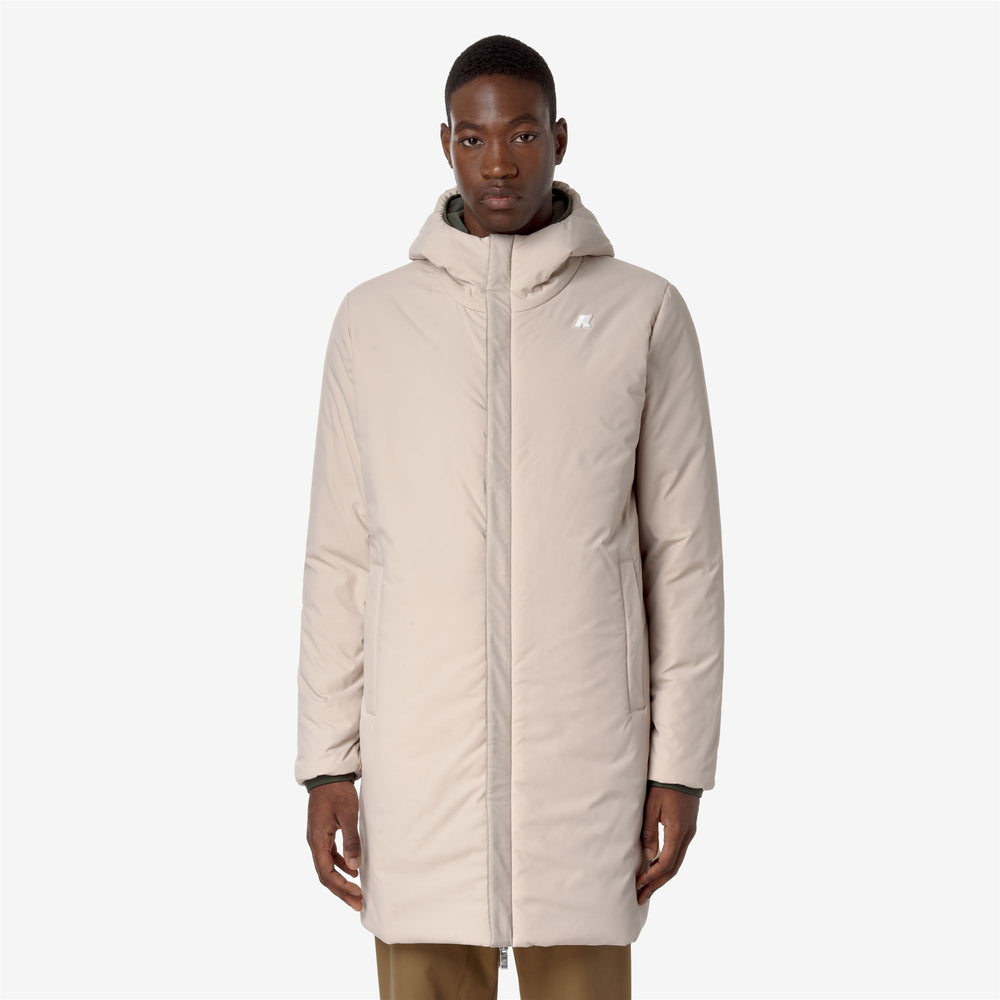 Beige green Men's Reversible Warm 3/4 Length Jacket 02