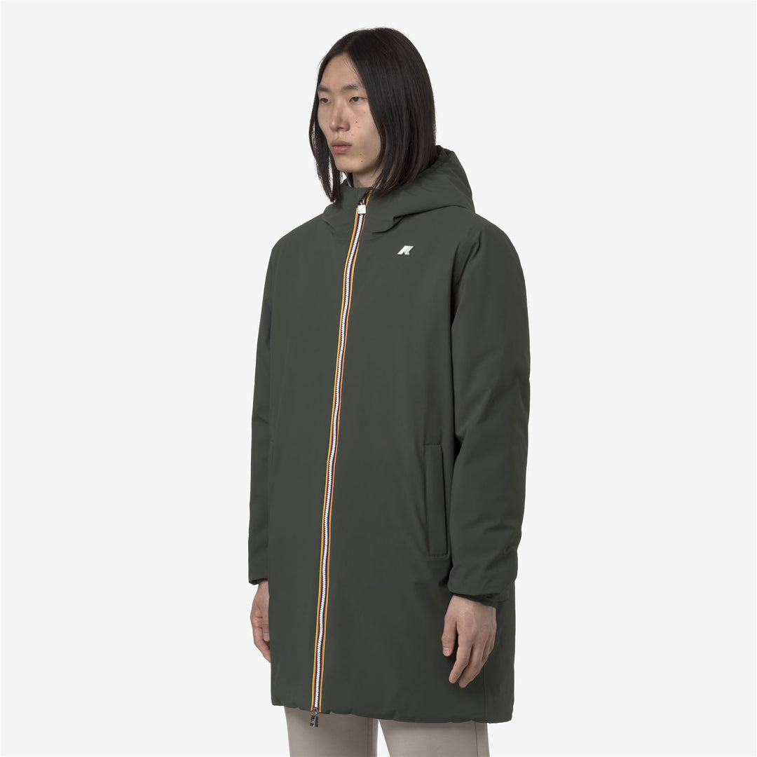 Chaqueta reversible 3/4 para hombre, color verde y negro, con acolchado main