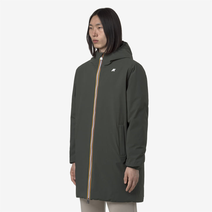 Chaqueta reversible 3/4 para hombre, color verde y negro, con acolchado 5