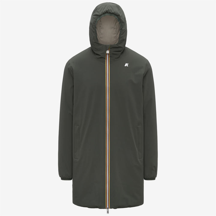 Chaqueta reversible 3/4 para hombre, color verde y negro, con acolchado 1