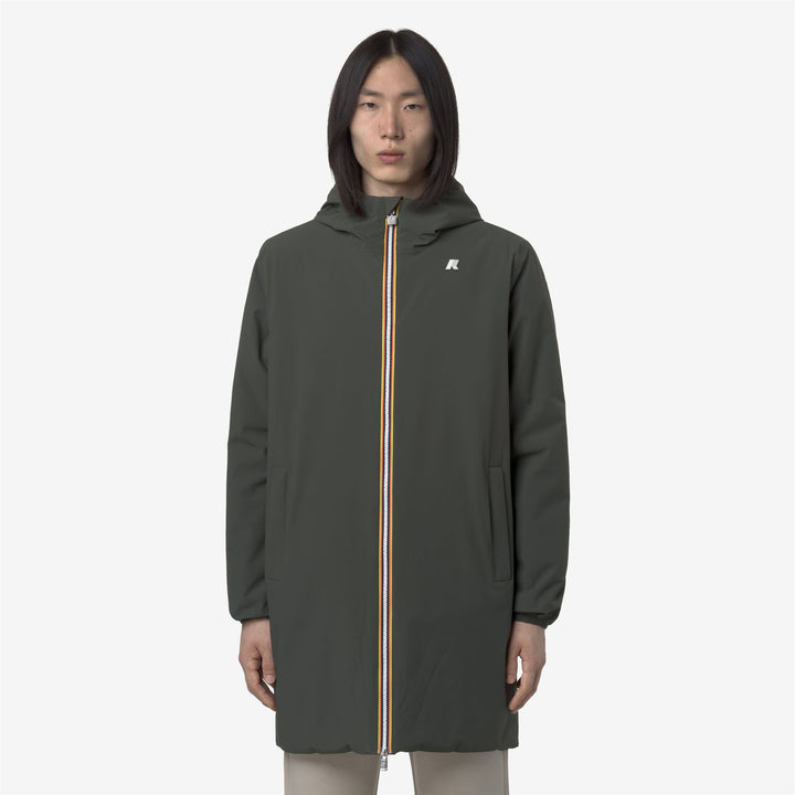 Chaqueta reversible 3/4 para hombre, color verde y negro, con acolchado 4