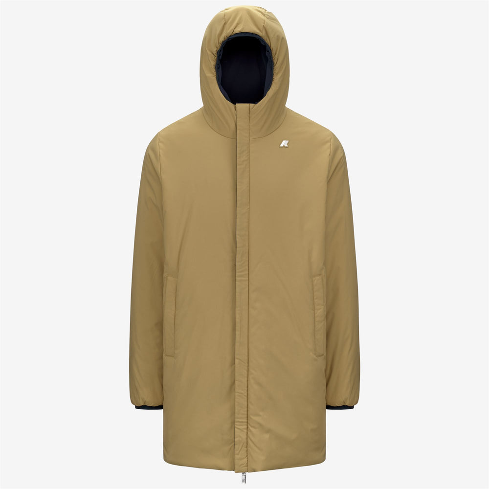 Giacca impermeabile reversibile da uomo, lunghezza 3/4, blu-beige 02