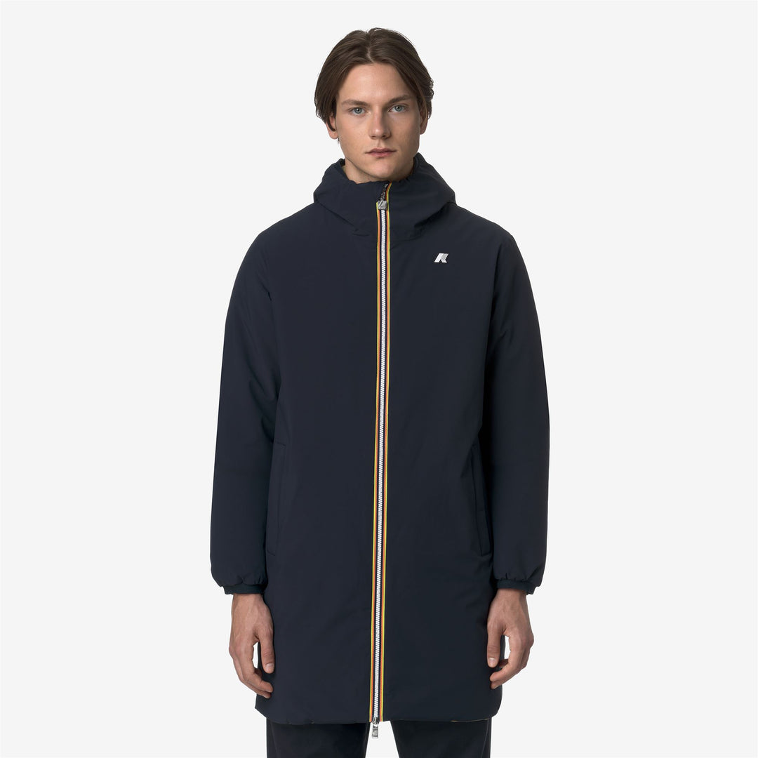 Giacca impermeabile reversibile da uomo, lunghezza 3/4, blu-beige main