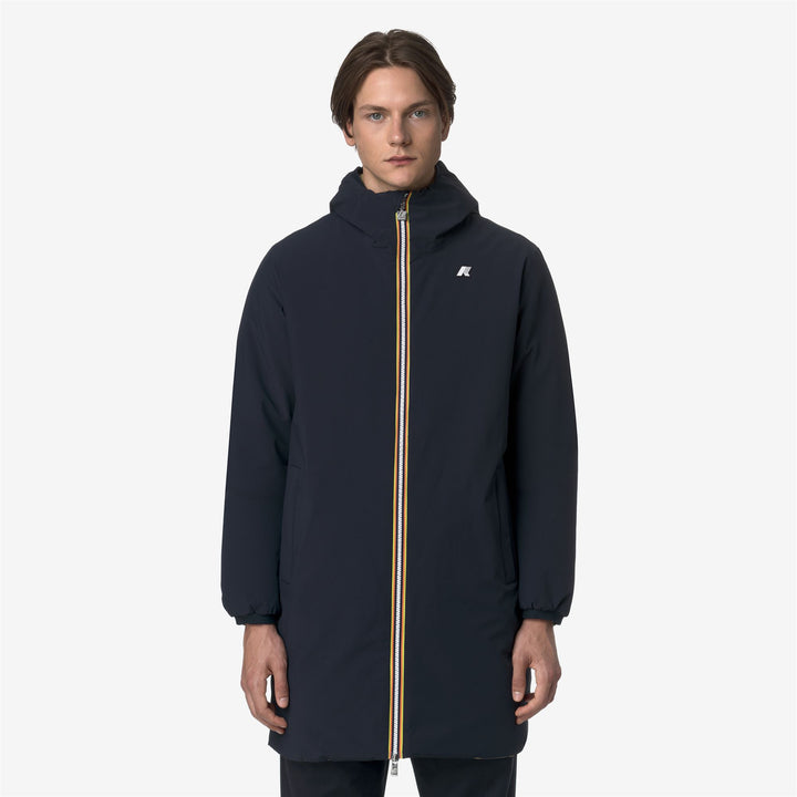 Giacca impermeabile reversibile da uomo, lunghezza 3/4, blu-beige 4