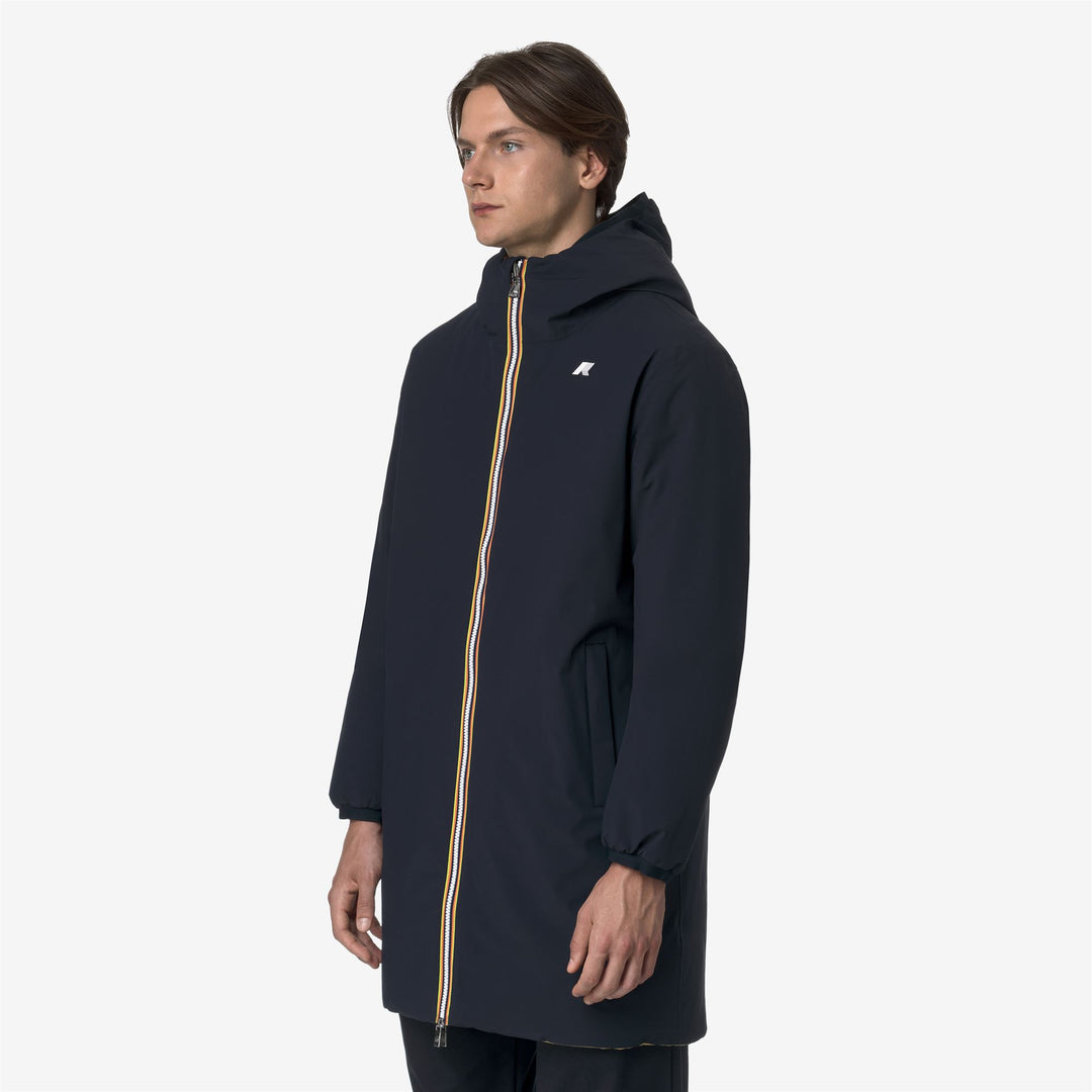 Giacca impermeabile reversibile da uomo, lunghezza 3/4, blu-beige main