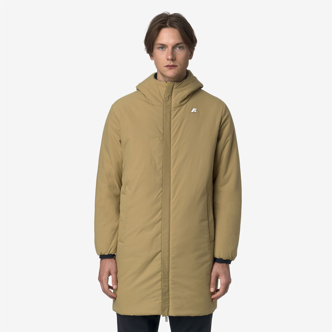 Giacca impermeabile reversibile da uomo, lunghezza 3/4, blu-beige main