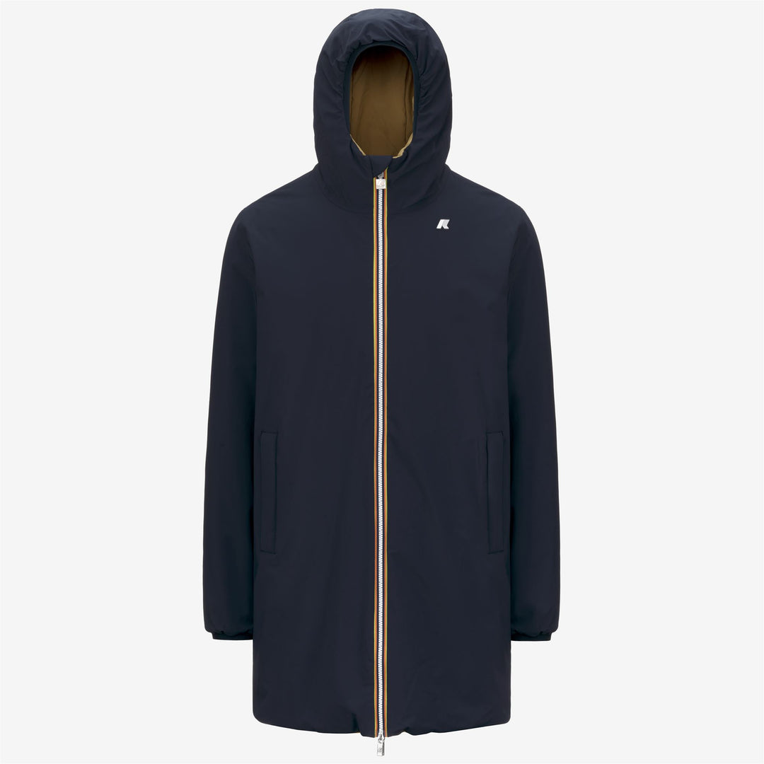 Giacca impermeabile reversibile da uomo, lunghezza 3/4, blu-beige 01