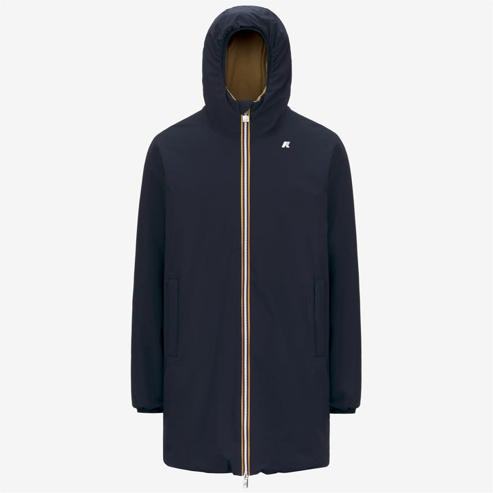 Giacca impermeabile reversibile da uomo, lunghezza 3/4, blu-beige 1