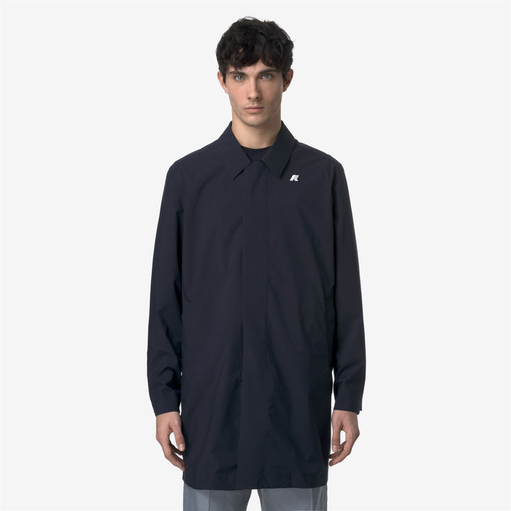 Blue Men's 3/4 Length Waterproof Jacket for City Wear 3