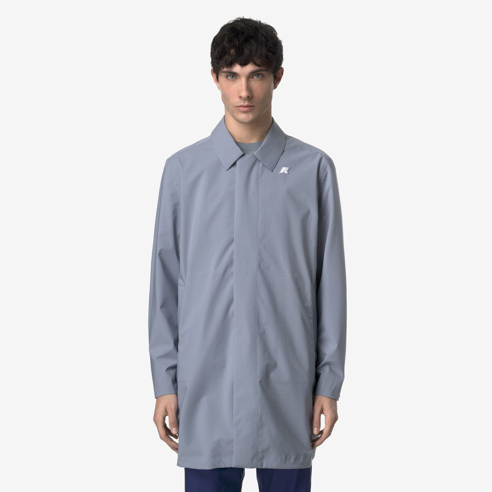 Chaqueta de ciudad impermeable azul gris para hombre 3/4 02