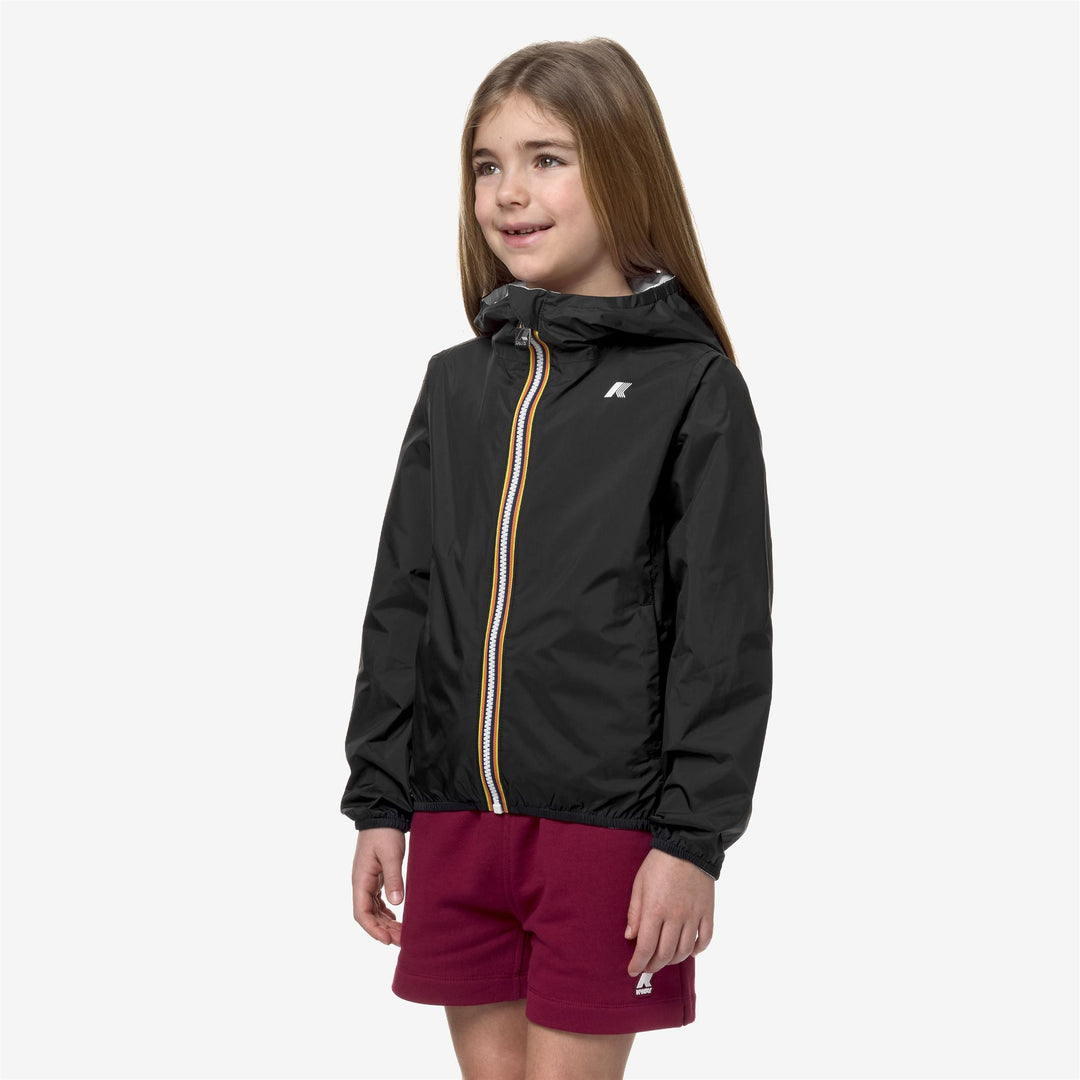 Chaqueta reversible y empaquetable negra y gris para chicas main
