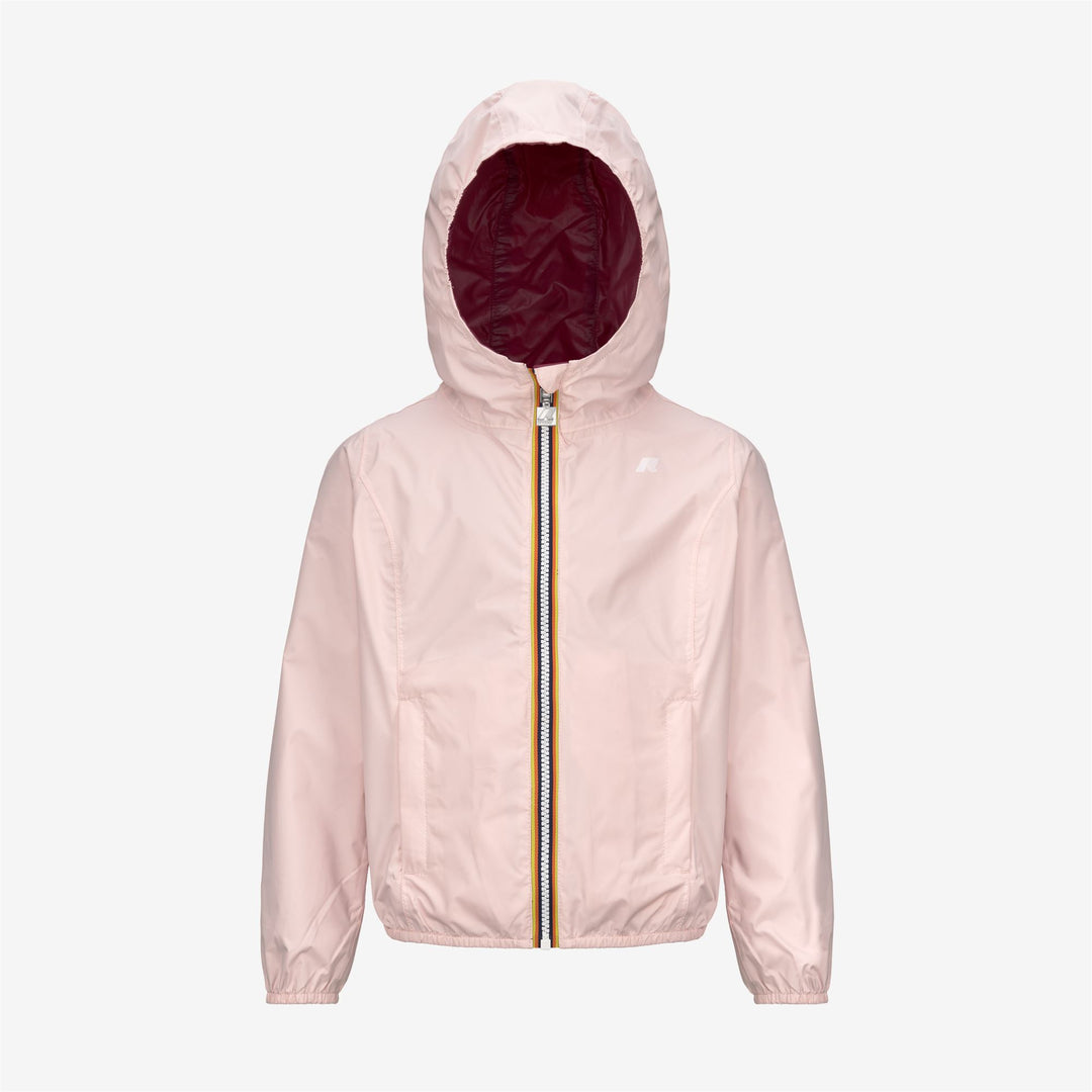 Chaqueta reversible y empaquetable naranja y rosa para niñas main