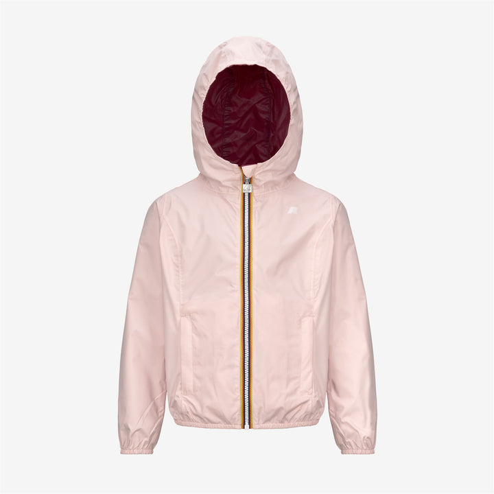 Chaqueta reversible y empaquetable naranja y rosa para niñas 5