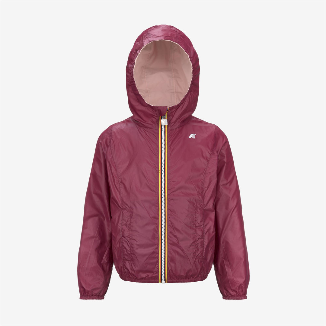 Chaqueta reversible y empaquetable naranja y rosa para niñas main