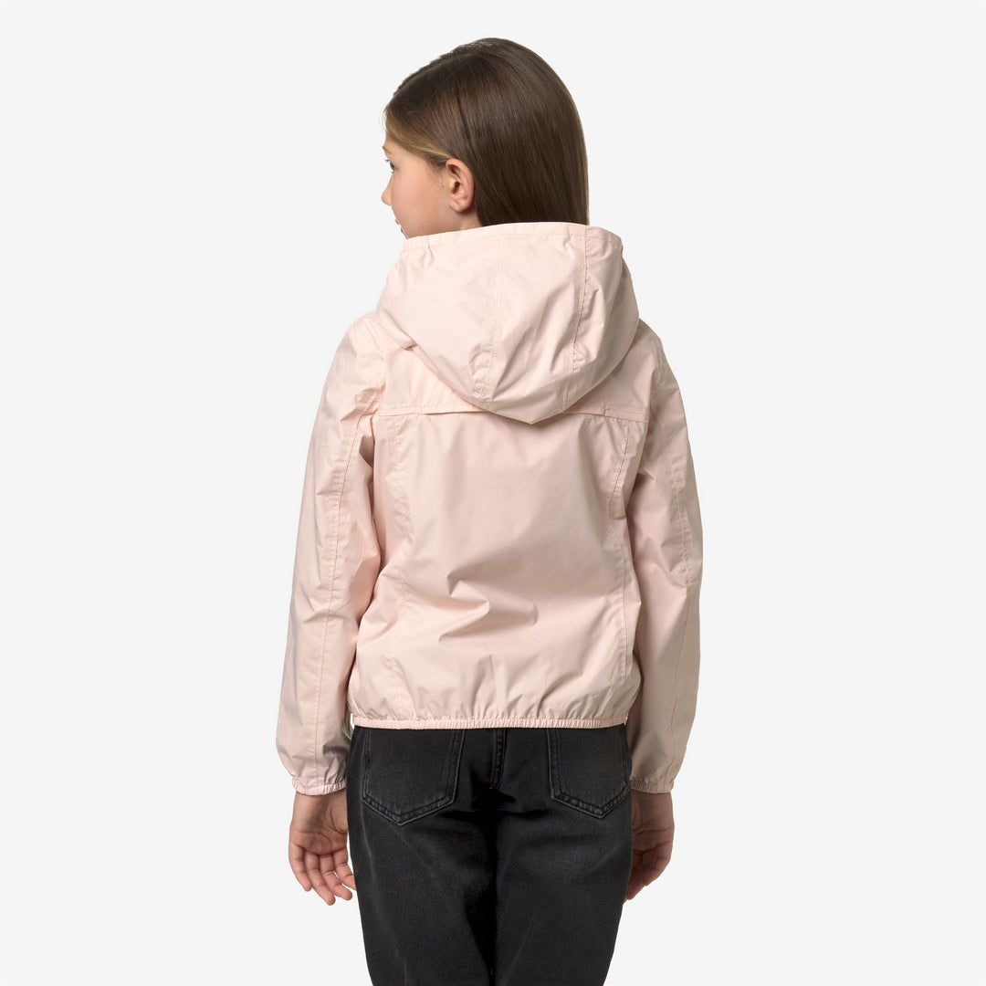 Chaqueta reversible y empaquetable naranja y rosa para niñas main