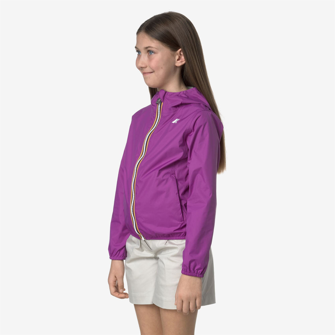 Chaqueta reversible y empaquetable para niñas en beige y violeta main