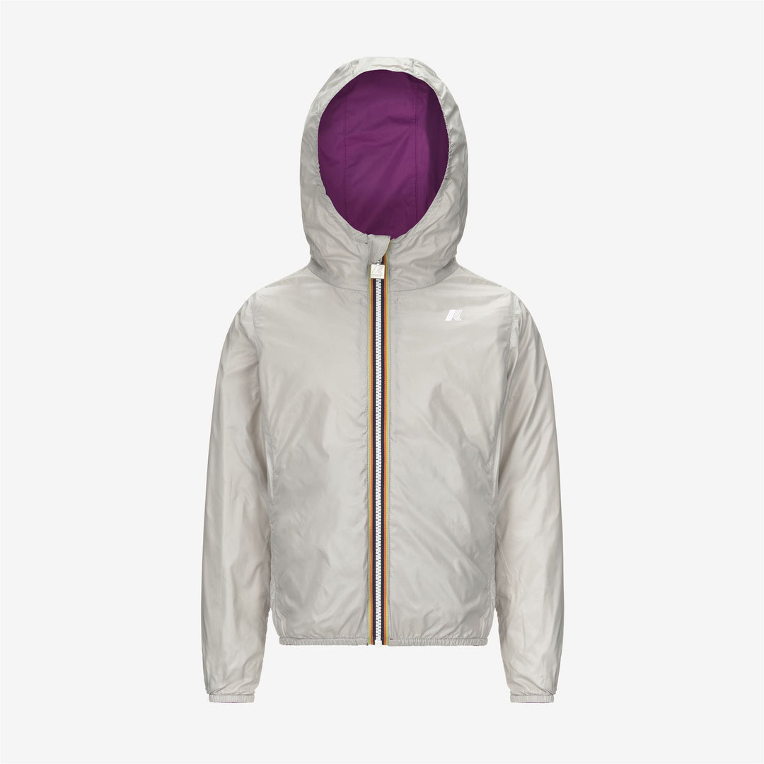 Chaqueta reversible y empaquetable para niñas en beige y violeta main