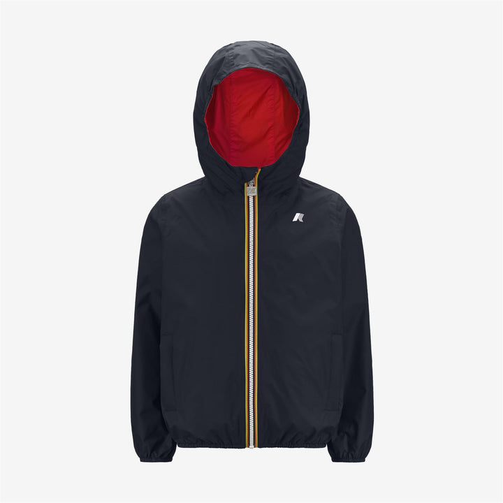 Chaqueta reversible y empacable azul roja para niños para clima variable 5