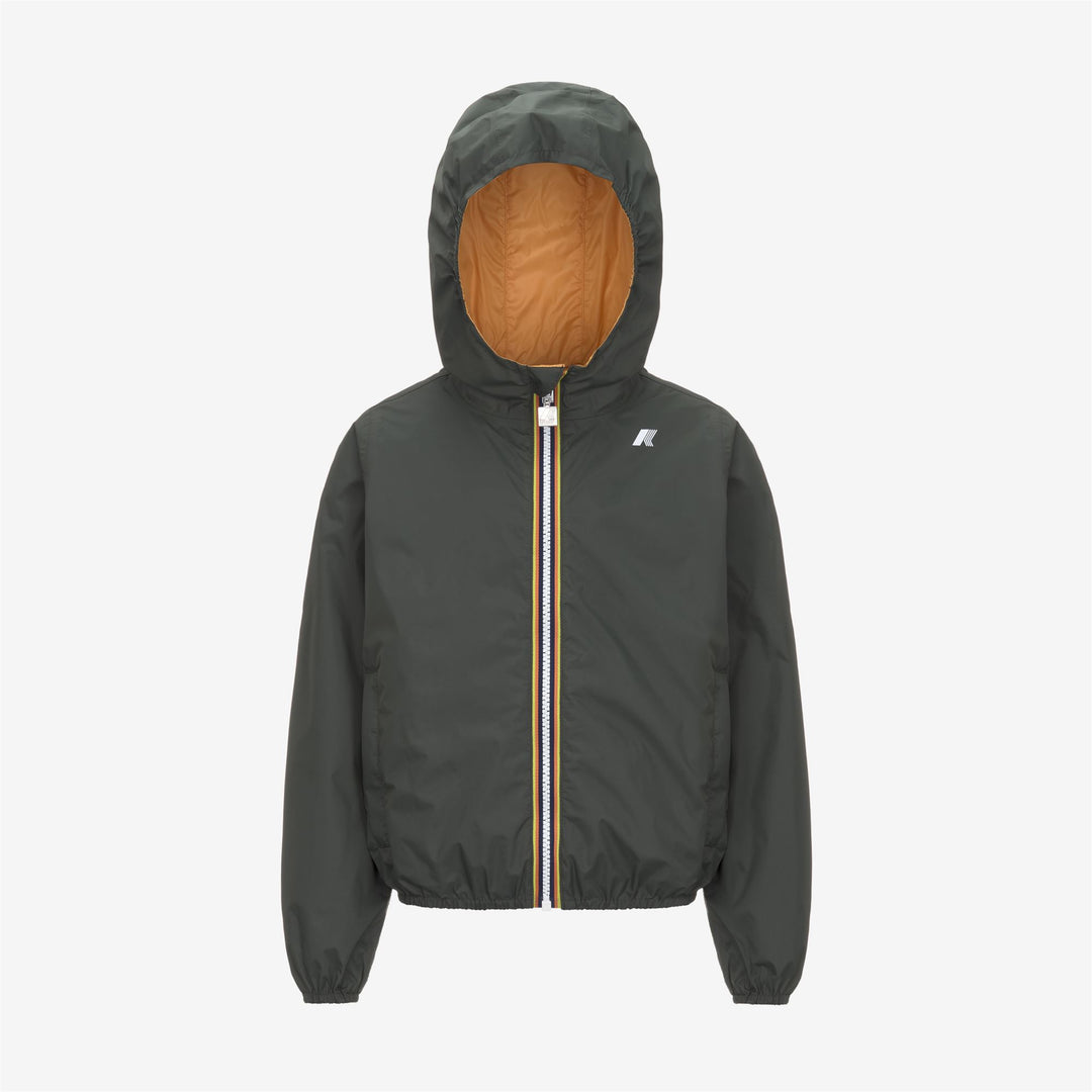 Giacca reversibile ripiegabile verde e nera da bambino 01