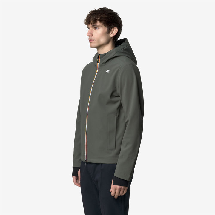 Green-black Men's Urban Short Jacket with Water Resistance 2