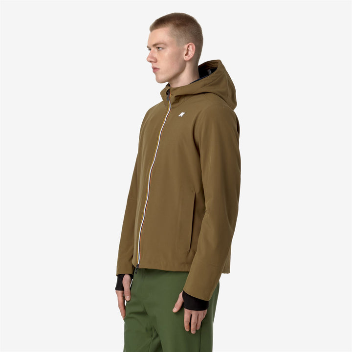 Chaqueta impermeable slim fit urbana para hombre en marrón y azul 4