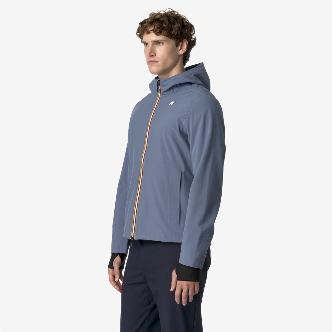 Chaqueta corta urbana impermeable azul gris para hombre con forro de forro polar main