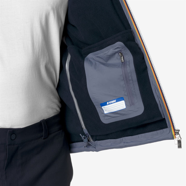 Chaqueta corta urbana impermeable azul gris para hombre con forro de forro polar 2