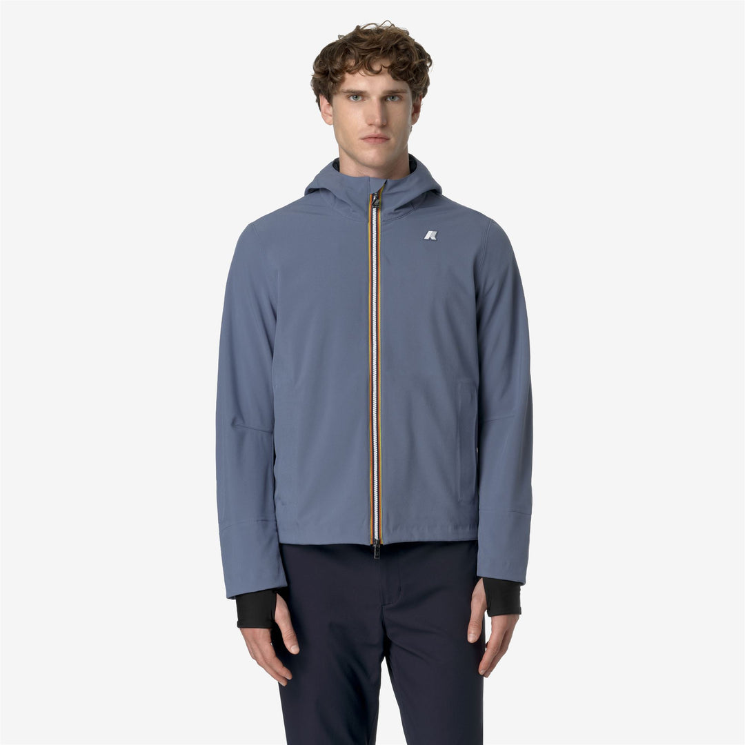 Chaqueta corta urbana impermeable azul gris para hombre con forro de forro polar 01