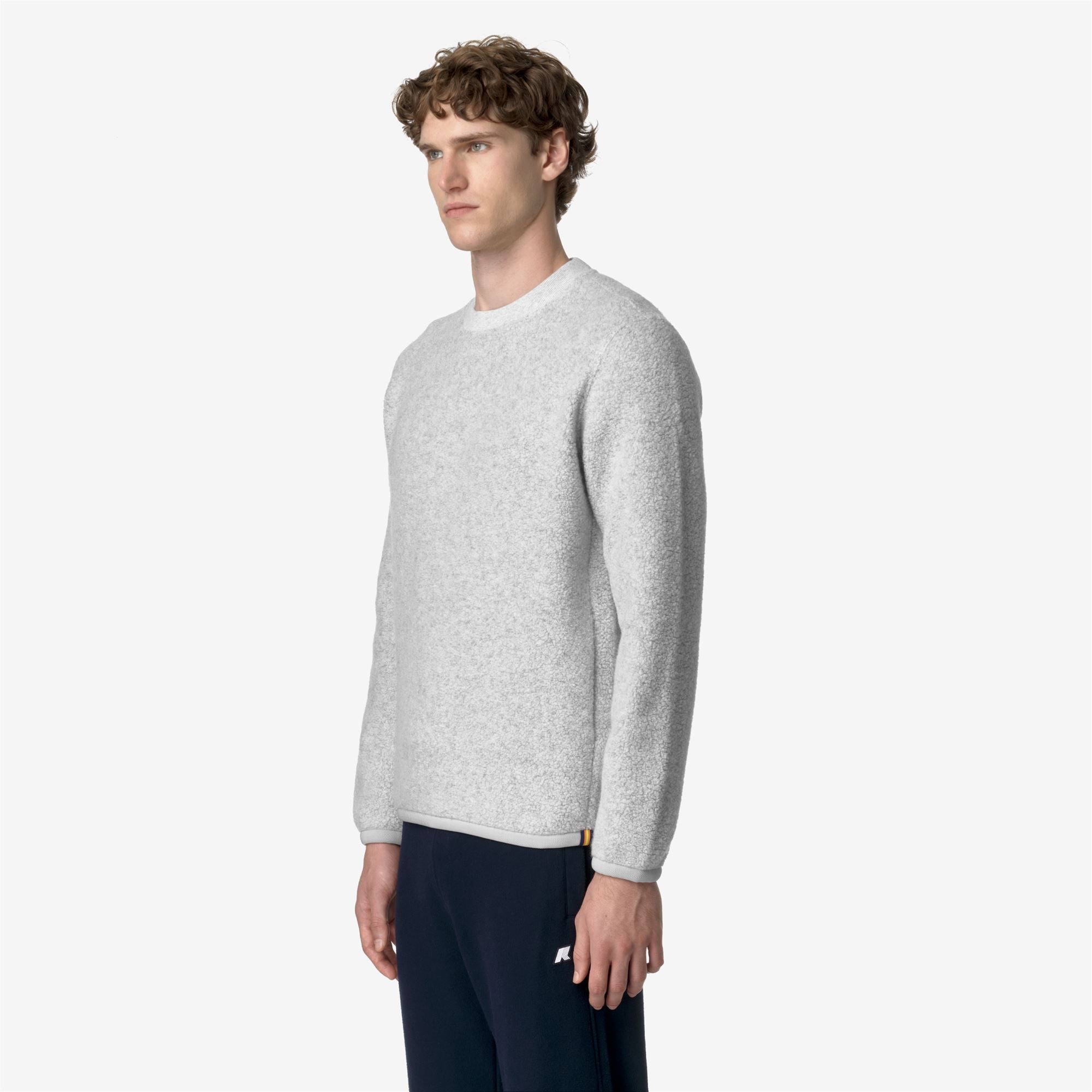 Fleece_MAN_EROUND WOOL FLEECE_Pull Over_Lt grey mel - Grey Mid - Commercial 5