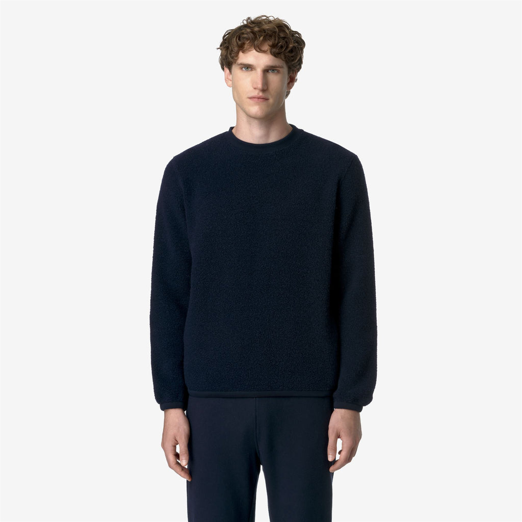 Fleece_MAN_EROUND WOOL FLEECE_Pull Over_Blue Depth - Commercial 4