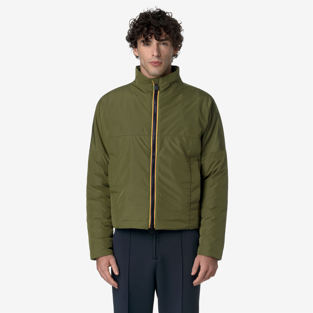 Yellow green Men's Short Eco Fur Jacket for City Wear 02