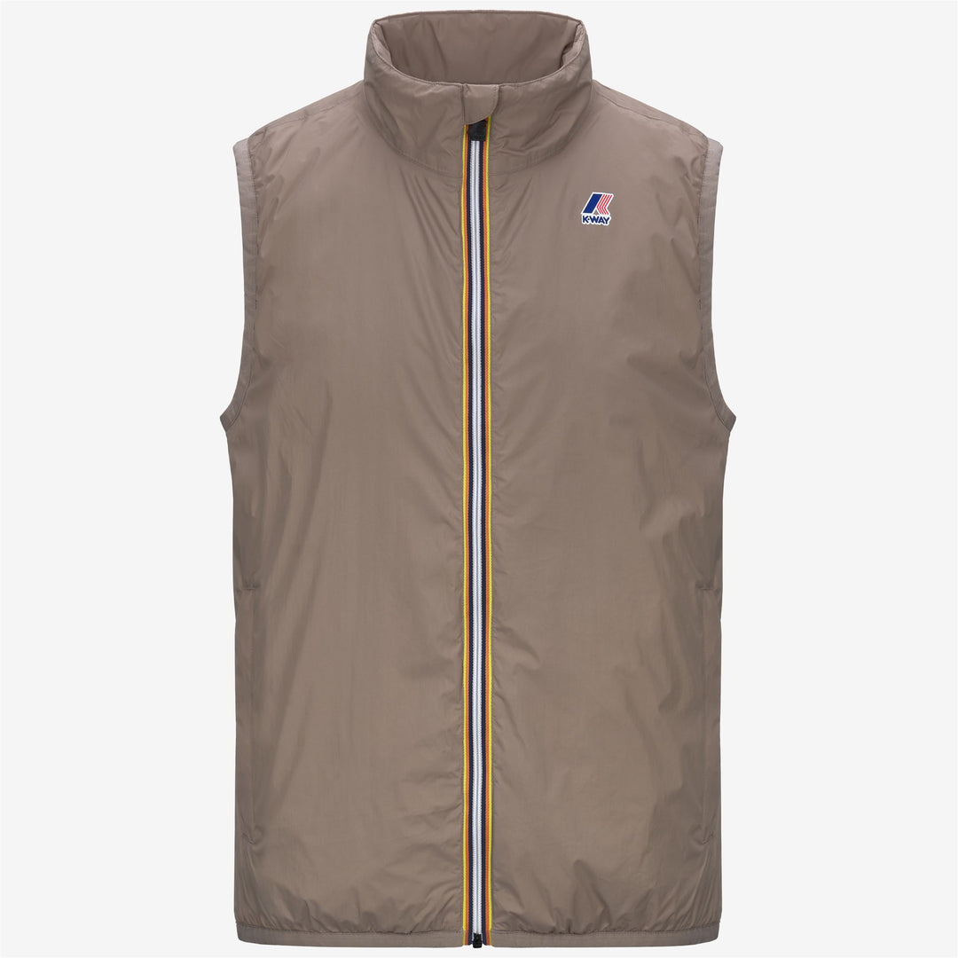 Beige unisex insulated packable vest jacket 01