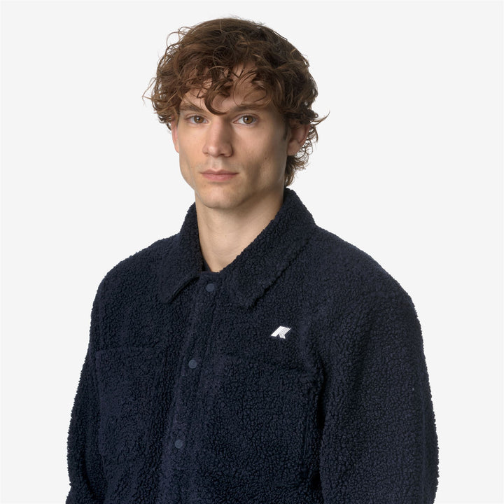 Blue Men's Reversible Sherpa Fleece Jacket for Warmth 2