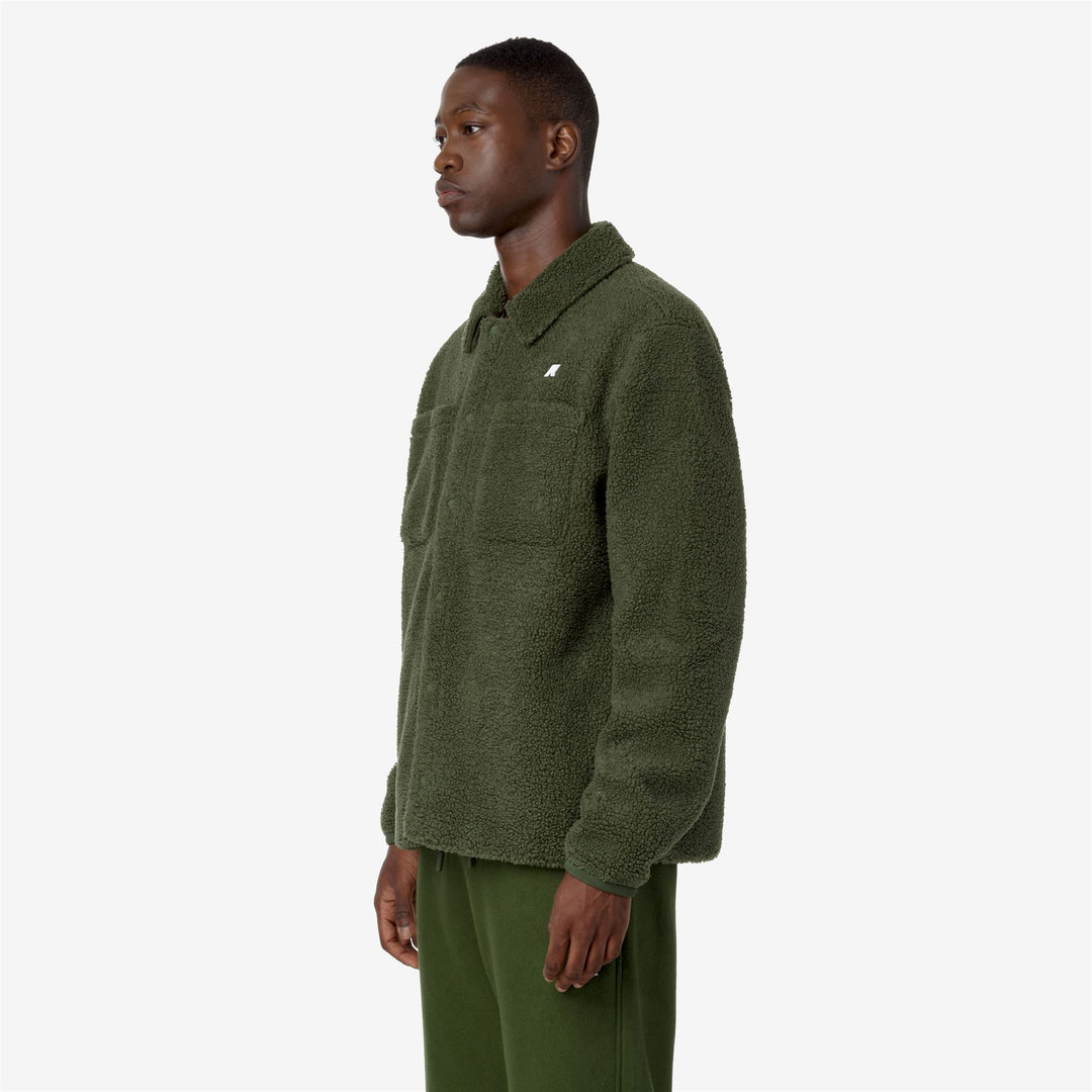 Giacca Casual in Fleece Verde Uomo con Tessuto Sherpa Reversibile main