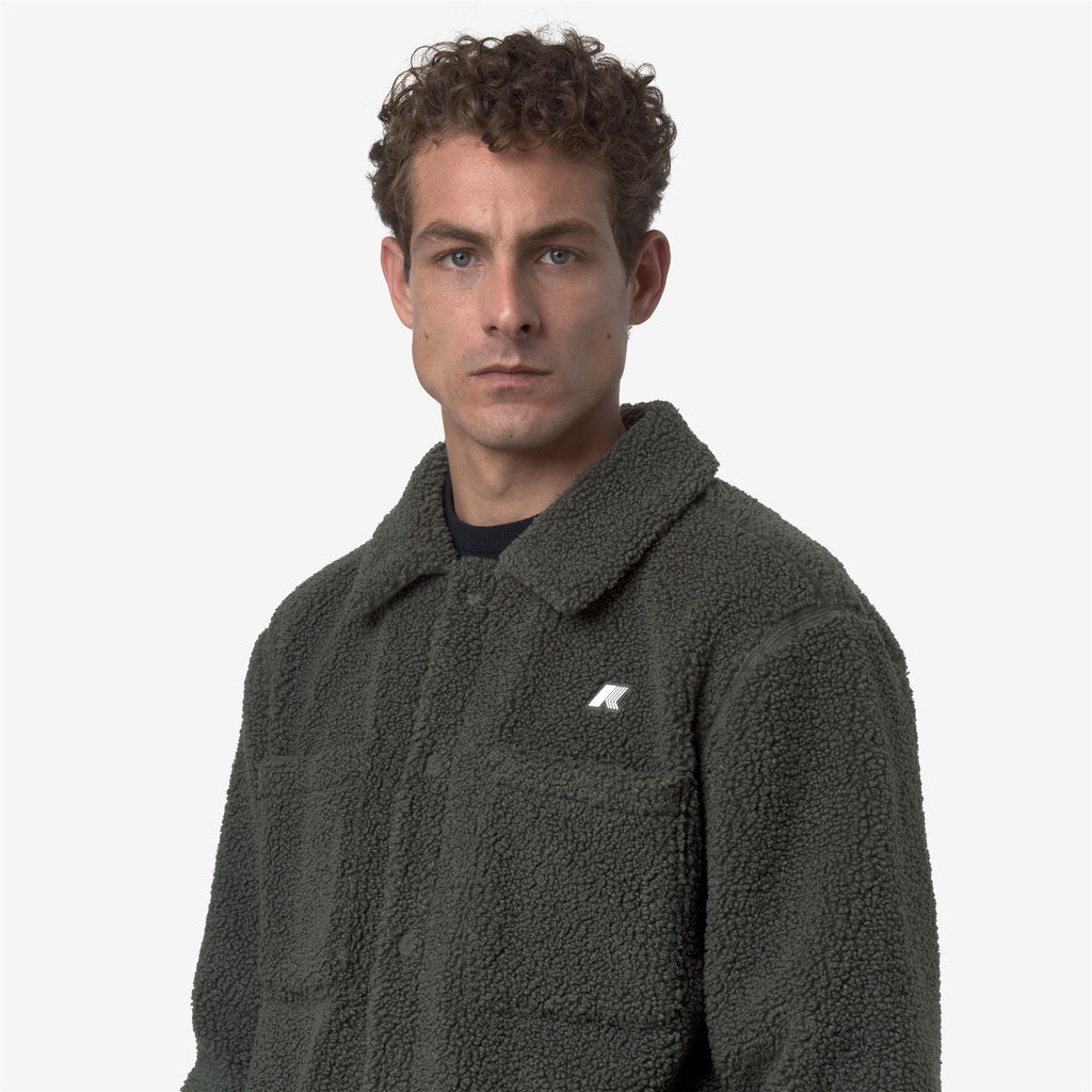Fleece_MAN_CAMERON SHERPA POLAR_Jacket_Green Blackish Combo - GREEN BLACKISH - Commercial 7