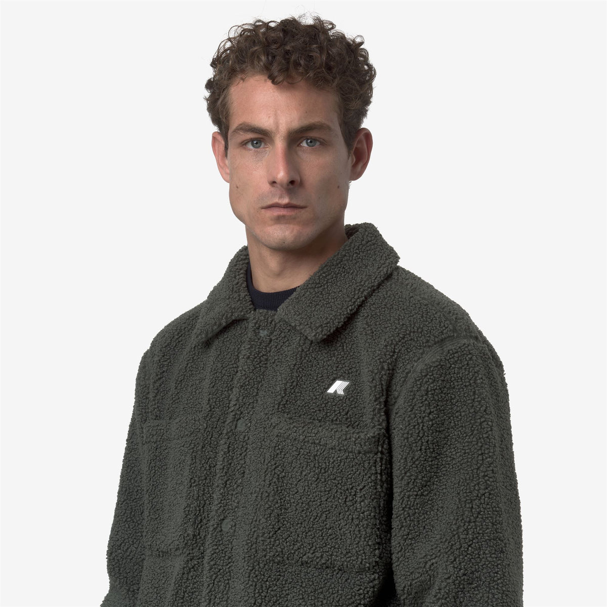 Fleece_MAN_CAMERON SHERPA POLAR_Jacket_Green Blackish Combo - GREEN BLACKISH - Commercial 7