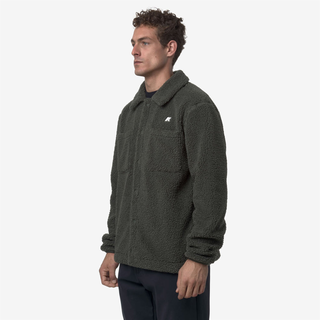 Fleece_MAN_CAMERON SHERPA POLAR_Jacket_Green Blackish Combo - GREEN BLACKISH - Commercial 5