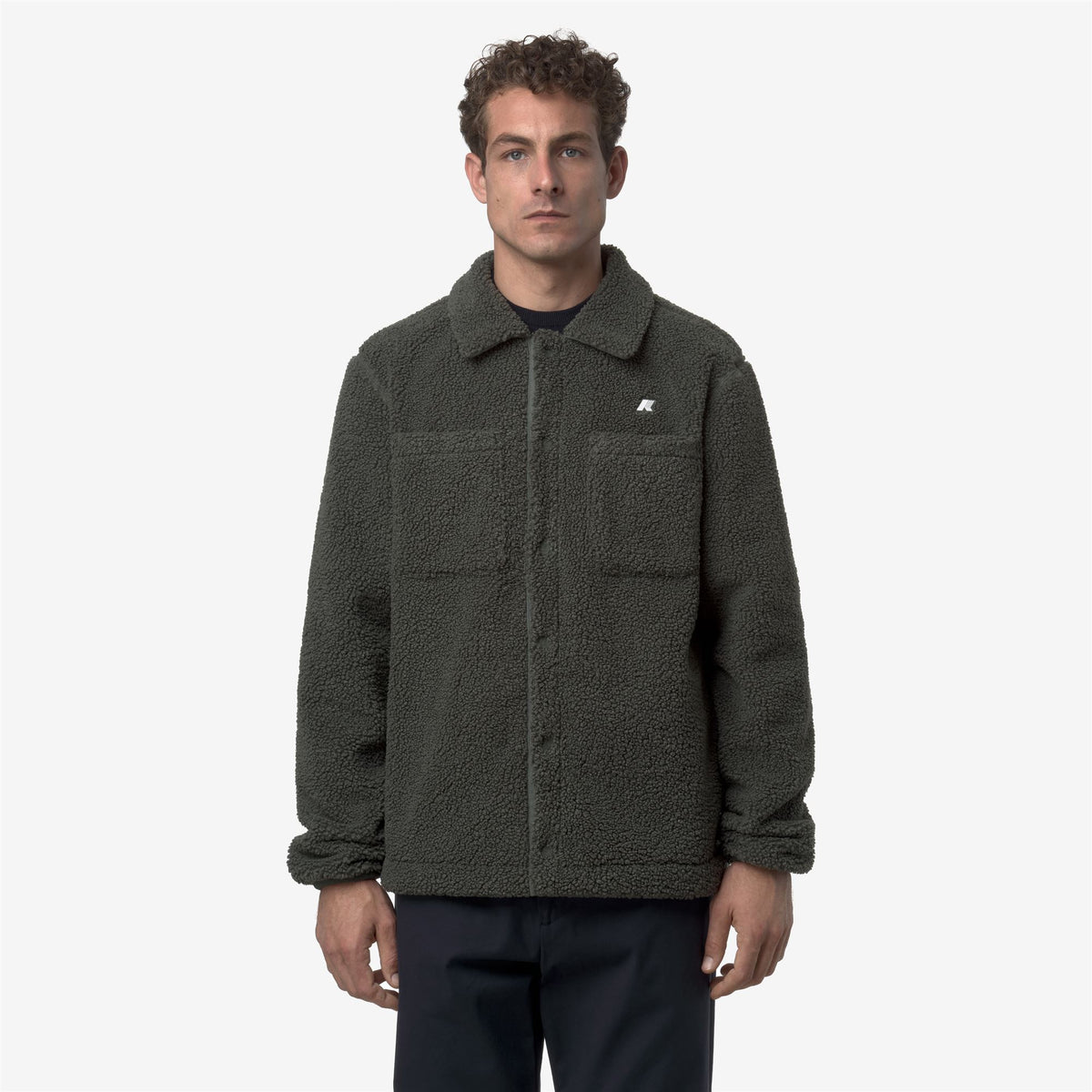 Fleece_MAN_CAMERON SHERPA POLAR_Jacket_Green Blackish Combo - GREEN BLACKISH - Commercial 4