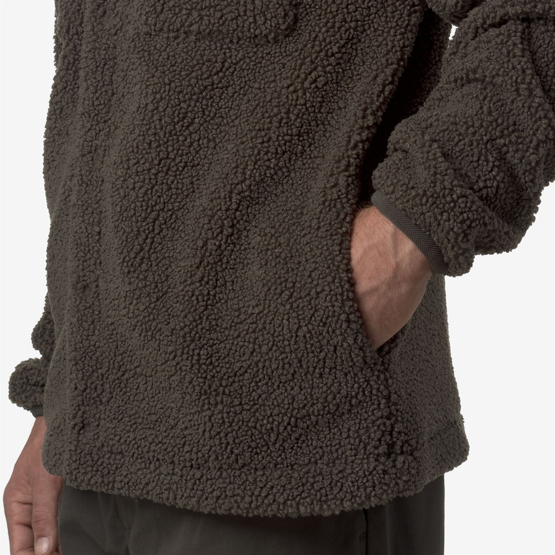 Black olive Men's Reversible Sherpa Fleece Jacket with Pockets main