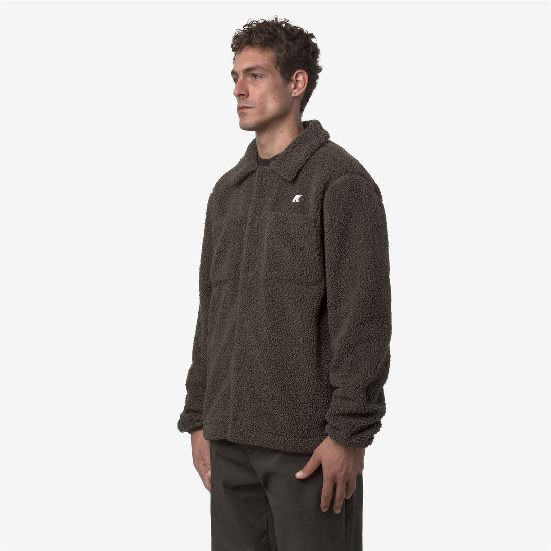 Black olive Men's Reversible Sherpa Fleece Jacket with Pockets main