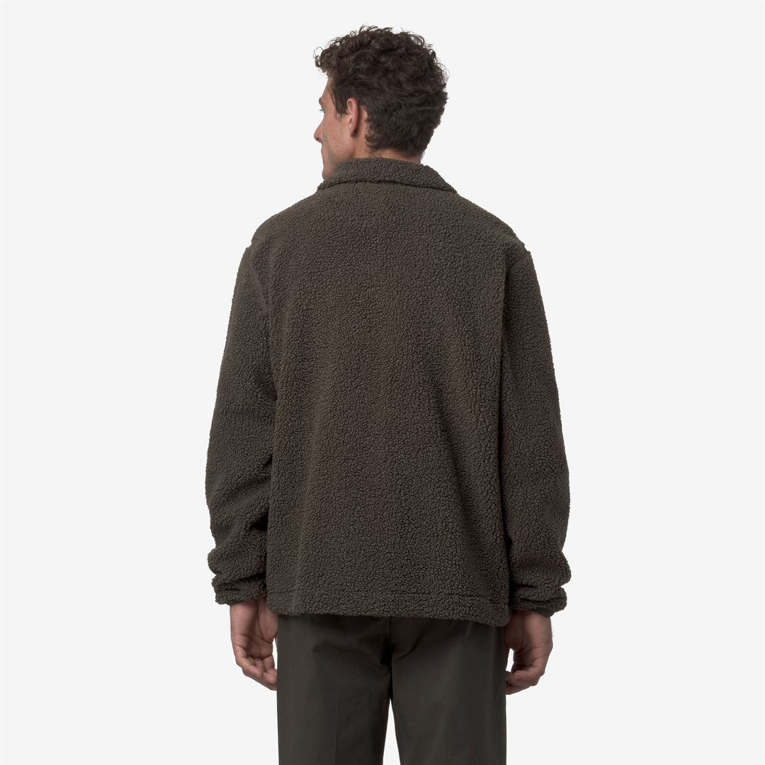 Black olive Men's Reversible Sherpa Fleece Jacket with Pockets main