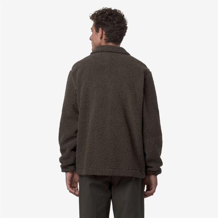 Black olive Men's Reversible Sherpa Fleece Jacket with Pockets 5