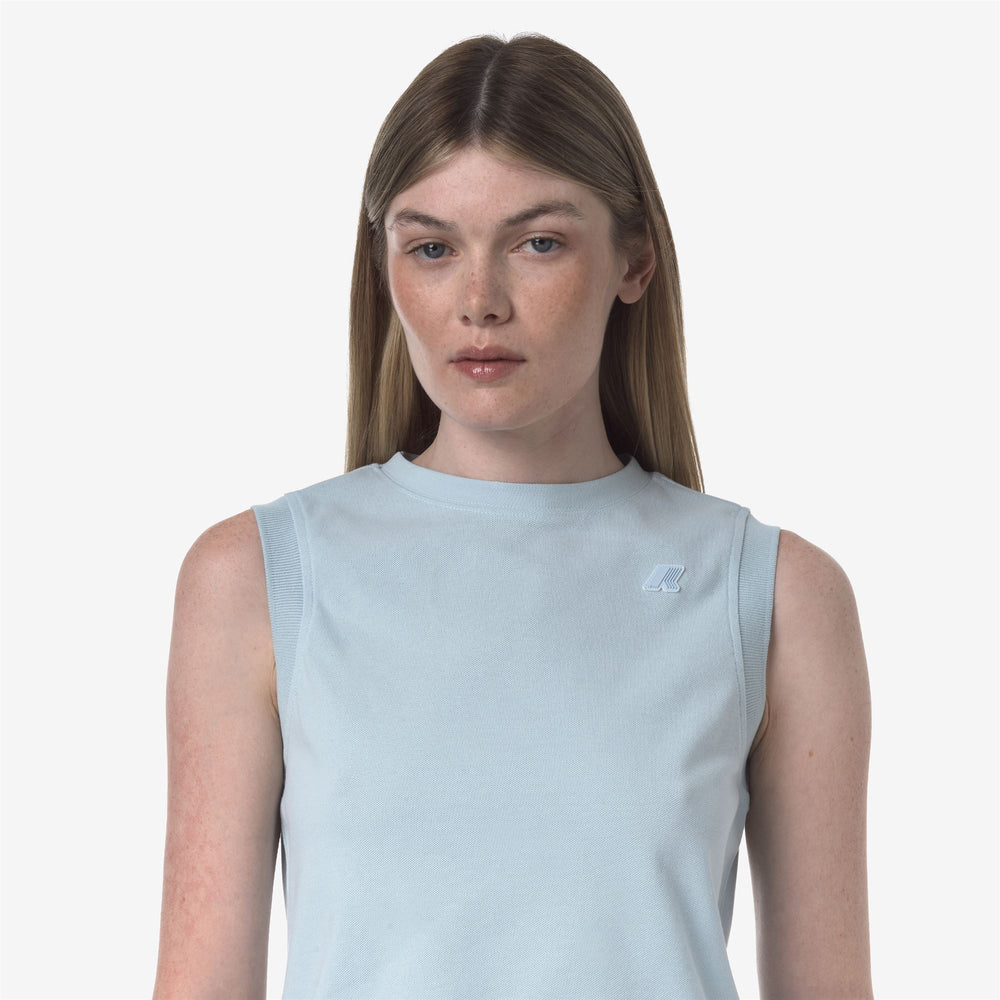 T-Shirt Sportiva Senza Maniche Donna Blu Baby per Uso Urbano 02