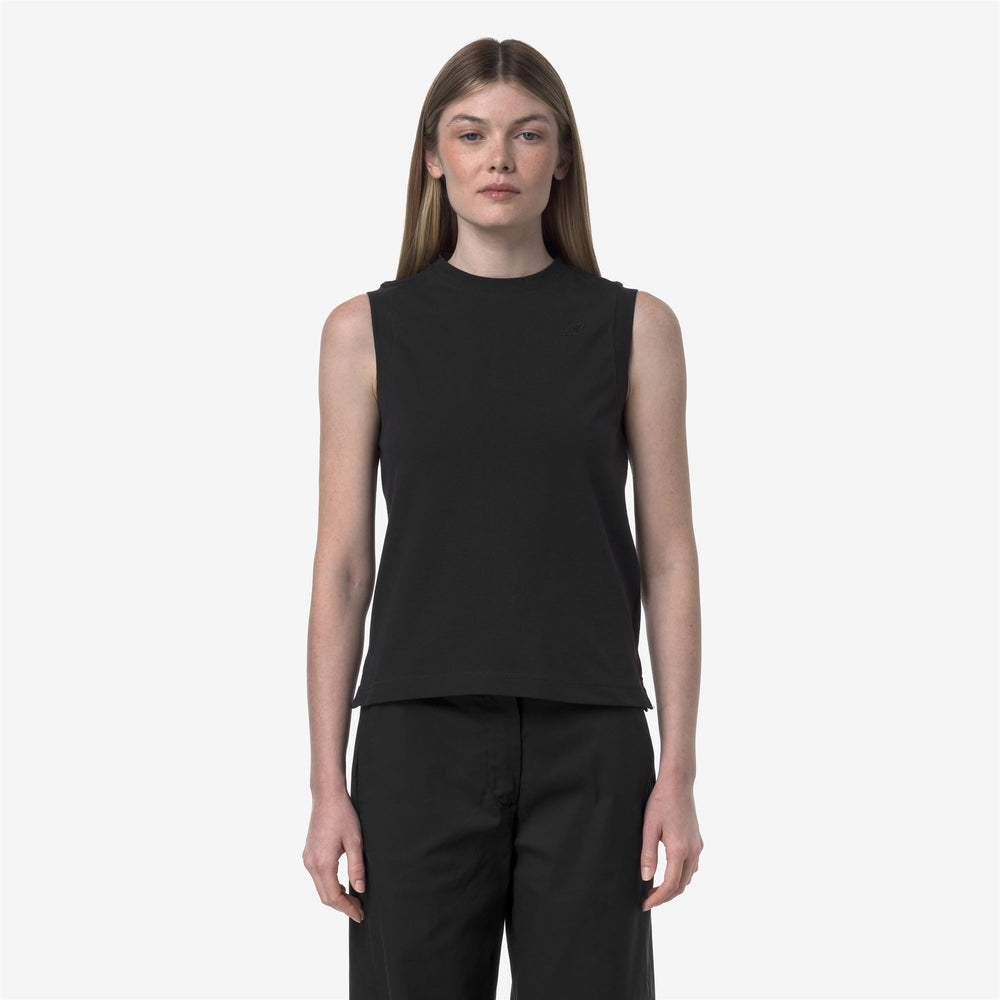 Black Grey Women's Sleeveless Piqué T-Shirt for Leisure and Travel 02