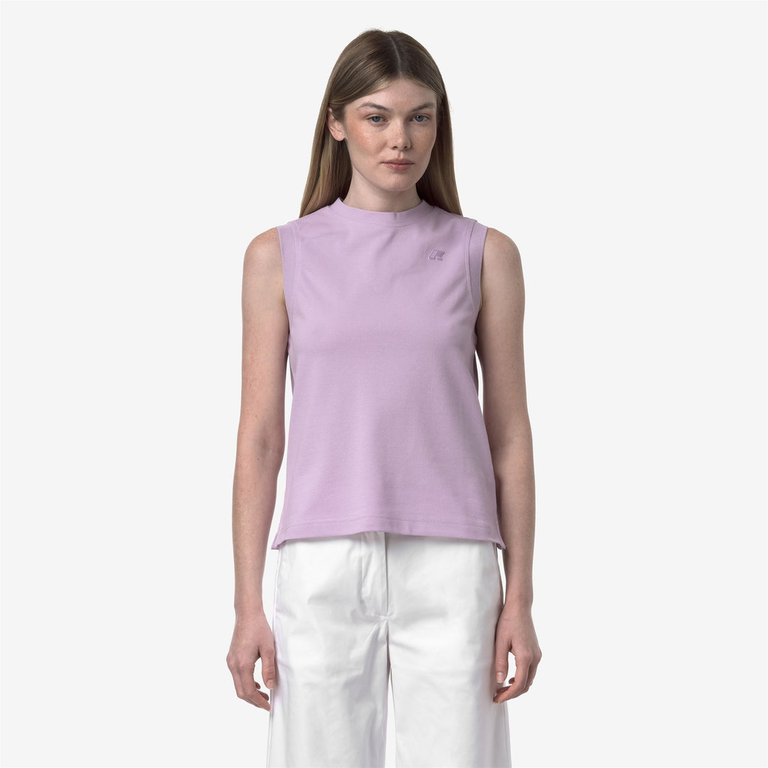 Camiseta de algodón elástico sin mangas para mujer Violet main