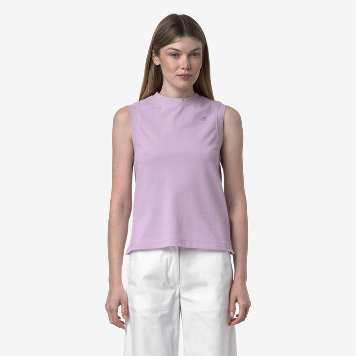 Camiseta de algodón elástico sin mangas para mujer Violet 3