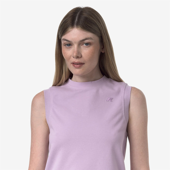 Camiseta de algodón elástico sin mangas para mujer Violet 2
