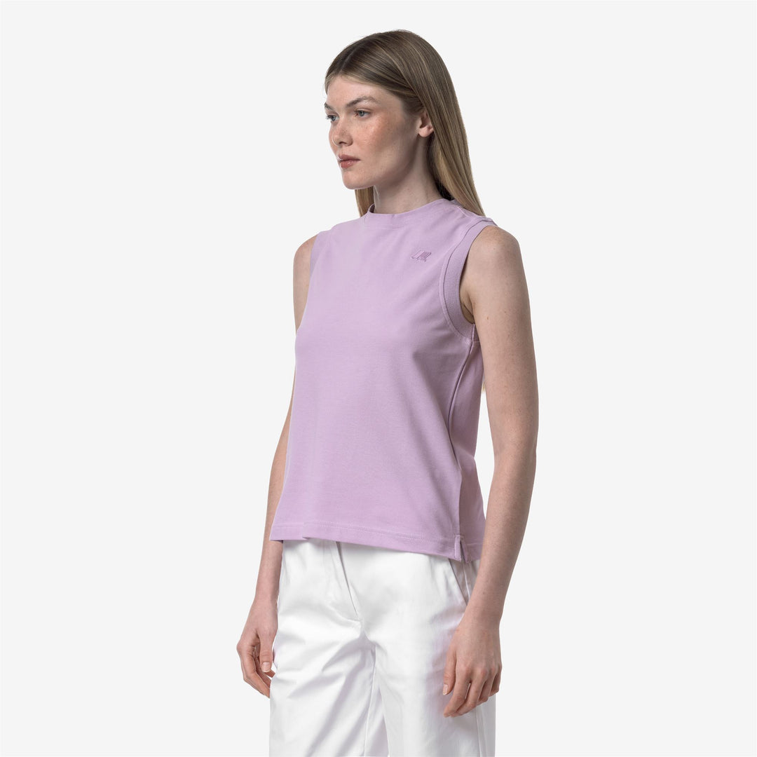 Camiseta de algodón elástico sin mangas para mujer Violet main