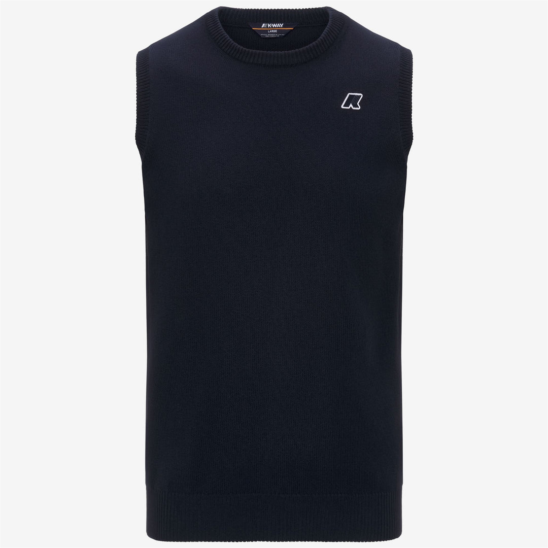 Blue Unisex Cotton Golf Vest Sweater with Ribbed Edges 01