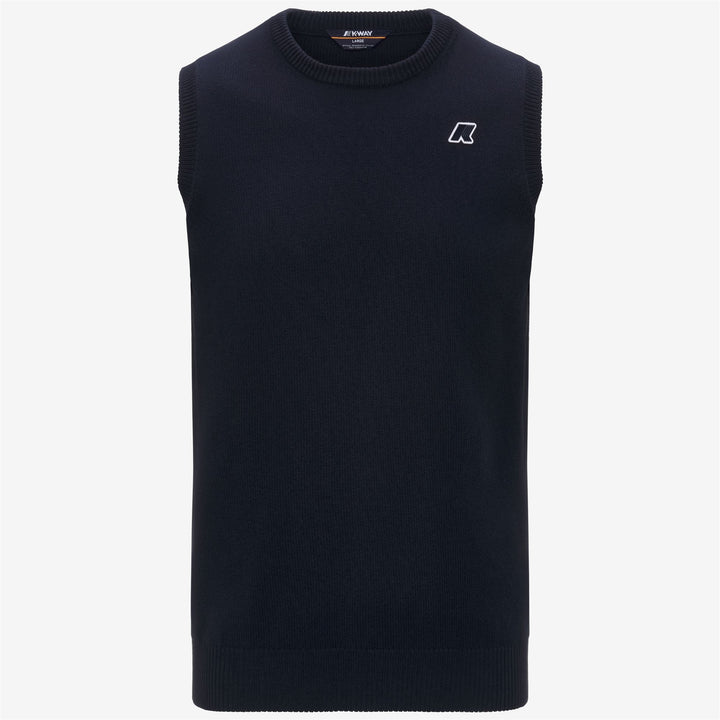 Blue Unisex Cotton Golf Vest Sweater with Ribbed Edges 1